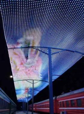 钢丝绳显示屏LED点阵全彩网状屏LED网格屏色彩绚丽多彩防水高亮