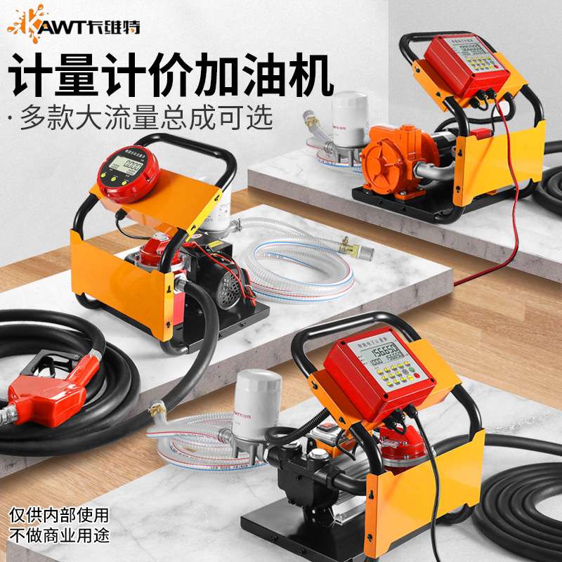 新款加油机12V24V220V车载大流量柴油抽油泵定计量计价小型总成 - 图0