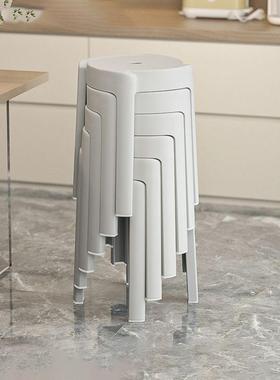 塑料凳子家用加厚圆凳防滑客厅板凳叠放餐桌风车椅子