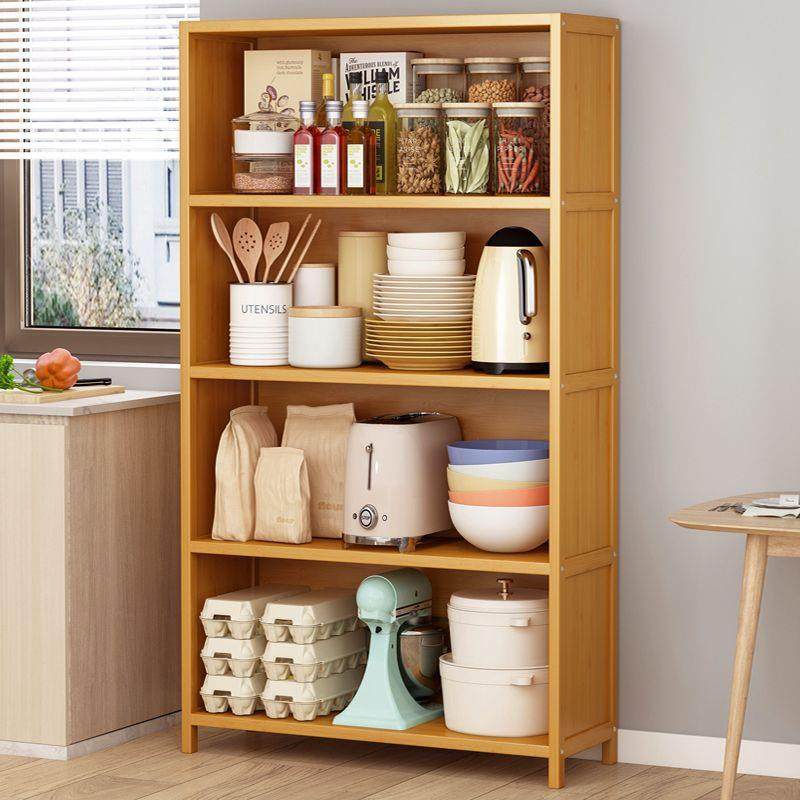 楠竹厨房置物架锅盖用品收纳柜子客厅多层储物柜实木简易书架落地,淘宝优惠券,粉丝福利购,淘宝优惠卷