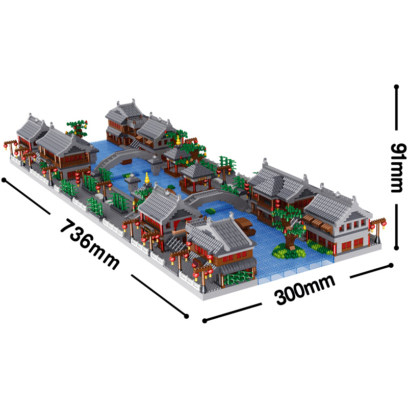 中国积木防古建筑街景乌镇房子大型高难度儿童益智拼装玩具礼物-图3