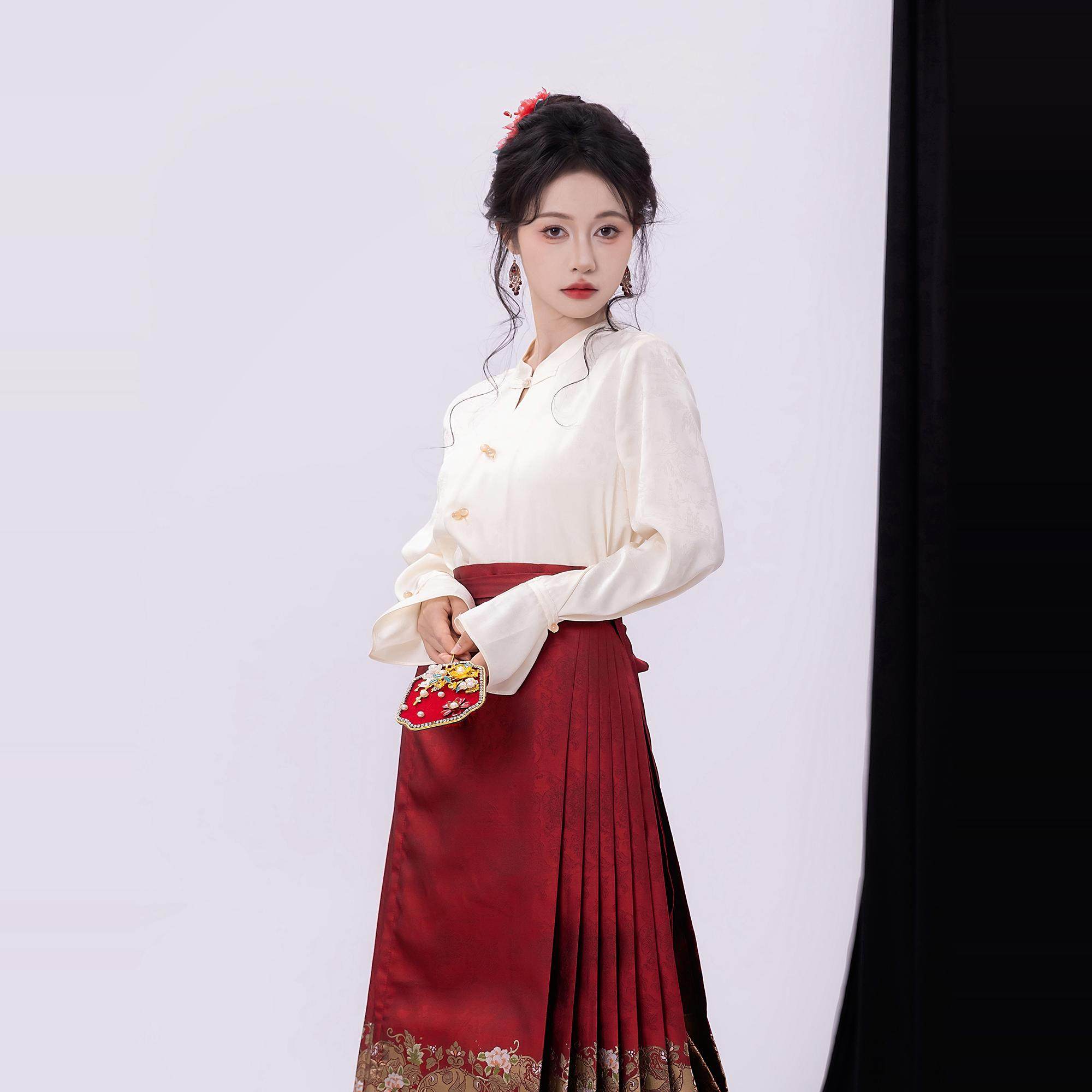 云涧山【如霜】配马面裙的上衣新中式改良盘扣衬衫女国风长袖衬衣,淘宝优惠券,粉丝福利购,淘宝优惠卷