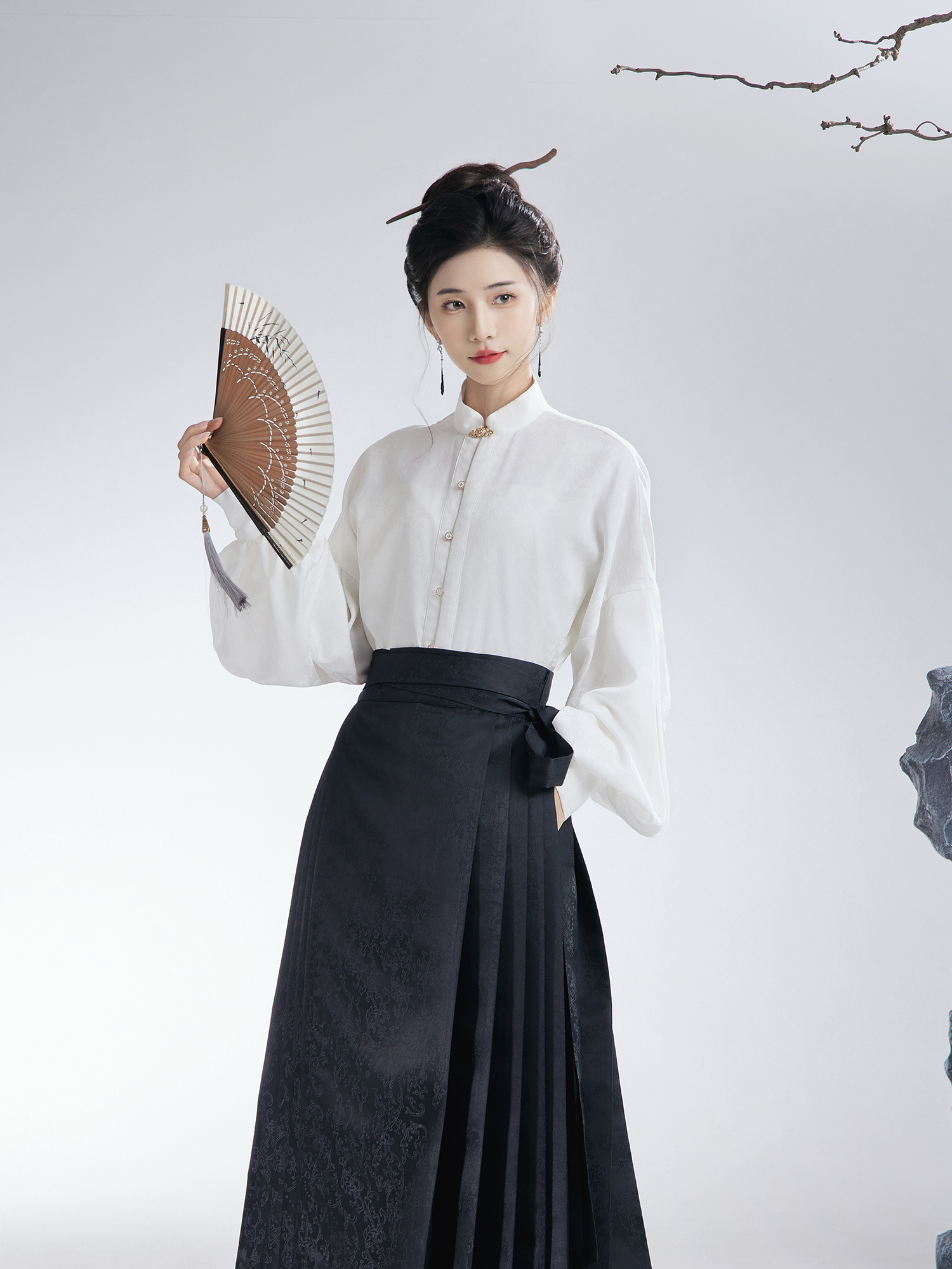 云涧山【白露】改款国风新中式白色衬衫可搭配马面裙的上衣女春秋 - 图2