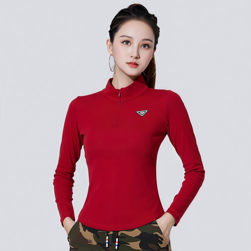 现代舞蹈练功服古典拉丁舞女上衣短长袖半高领摩登交谊国标舞服装 - 图1