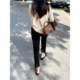 Korean black suit pants for women in spring and autumn summer thin straight cut trousers to make slim cigarette pants casual rear slit pants
