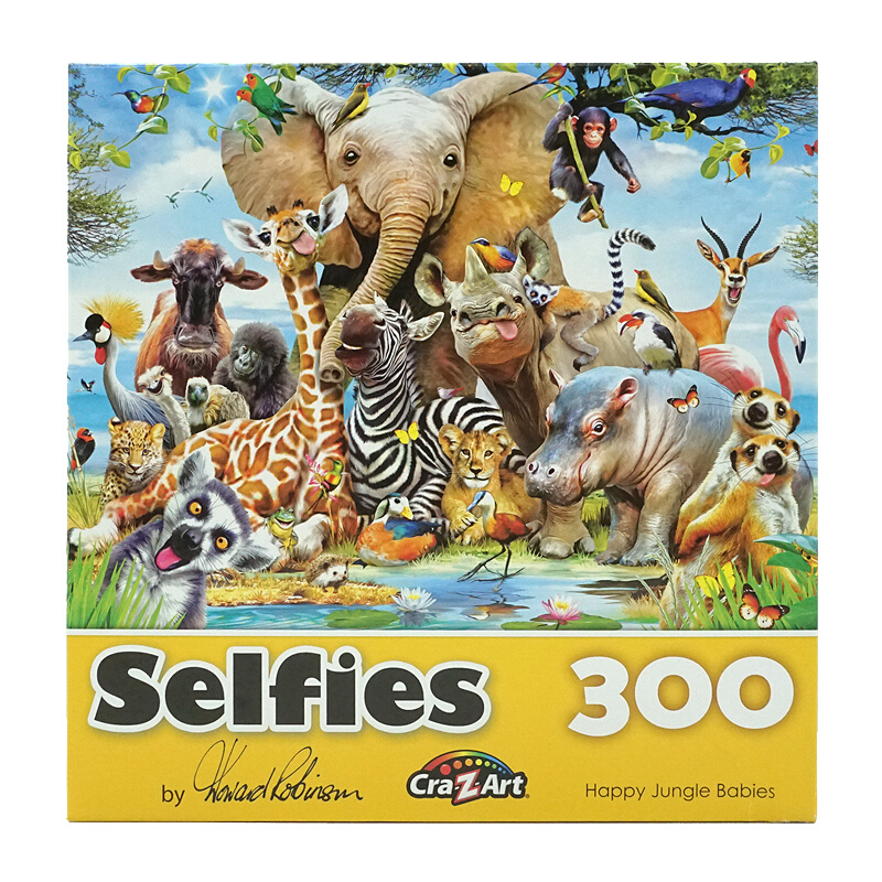 cra z art selfies儿童动物世界大象马群猪猫咪恐龙图案拼图300片 - 图2