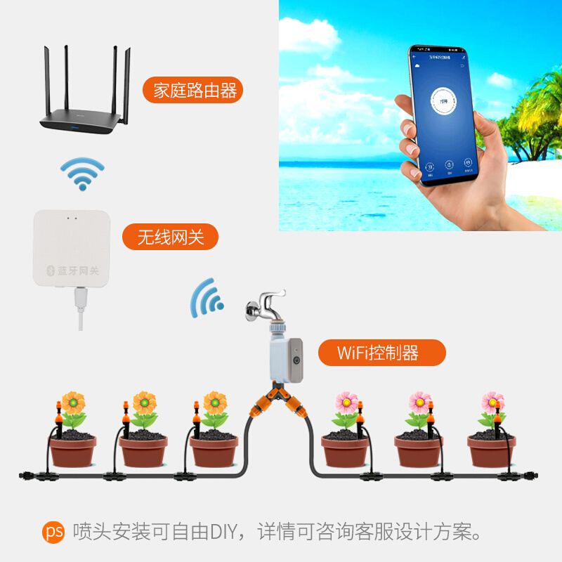 手机远程自动浇水控制器蓝牙WiFi网关智能定时器灌溉浇水神器喷淋