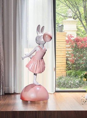 卡通人物3d打印雕塑吹泡泡女孩样板房别墅装饰品儿童乐园落地摆件