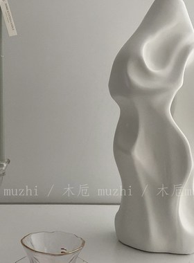 侘寂风陶瓷摆件装饰桌面装饰品流水台店铺民宿软装设计样板房客厅