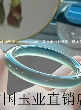 库里蓝手镯高端玉髓手镯子玉石玛瑙玉镯高冰透少女款气质小众气质