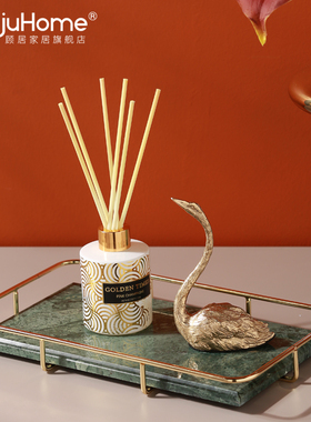 轻奢大理石托盘收纳装饰水果盘摆件茶几客厅样板间家居软装饰品