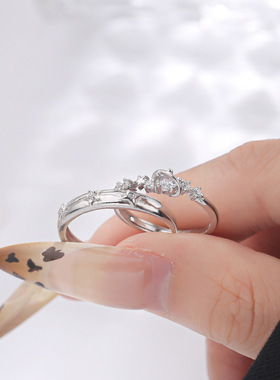 恋爱频率对戒情侣款足银999纯银轻奢男女款生日纪念创意送男女友