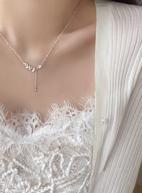新款S925足银项链麦穗女高级感吊坠锁骨链轻奢小众礼物送女友