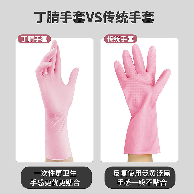 一次性手套防油纯丁腈手套蓝色黑色加厚耐用型食品级厨房丁晴手套