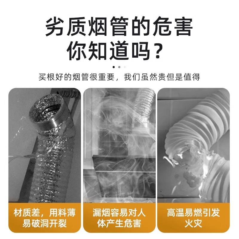 油烟机排烟管厨房排风管纯铝加厚家用排气管道排风软管子配件大全 - 图1