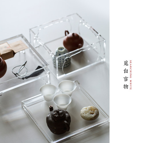 觅白亚克力茶棚收纳盒有机玻璃茶台博古架多宝阁展示新中式茶道配 - 图0