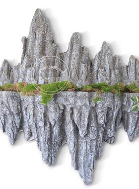 新中软装壁挂装饰摆件玻88299山璃钢浮悬浮假山壁饰假石悬浮石式