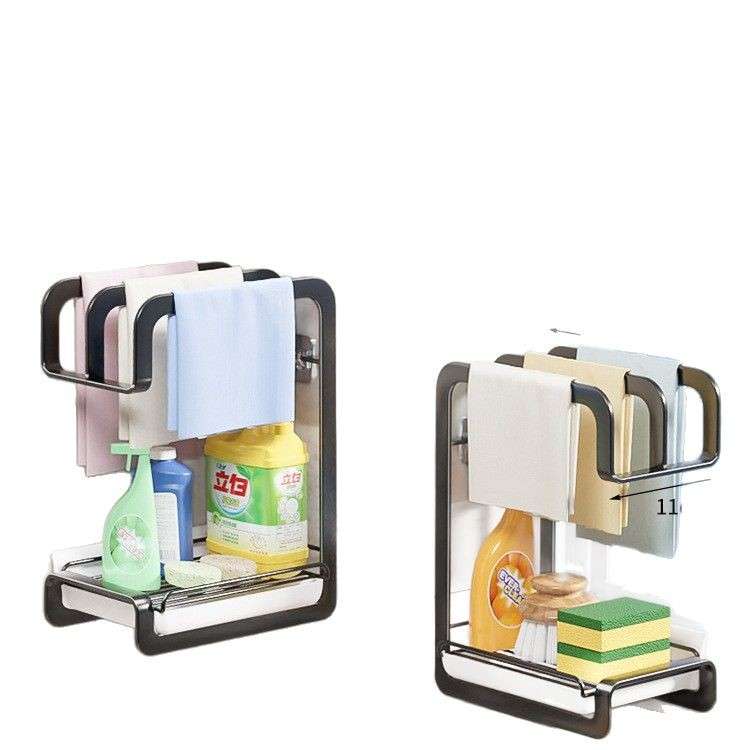 碗厨房用品大全架子收纳沥水架西辰家用抹布壁挂置物架毛巾洗 - 图2
