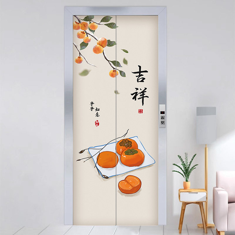 中国风电梯门壁纸装饰贴纸美化贴轻奢高级感一梯一户门口贴纸创意,淘宝优惠券,粉丝福利购,淘宝优惠卷
