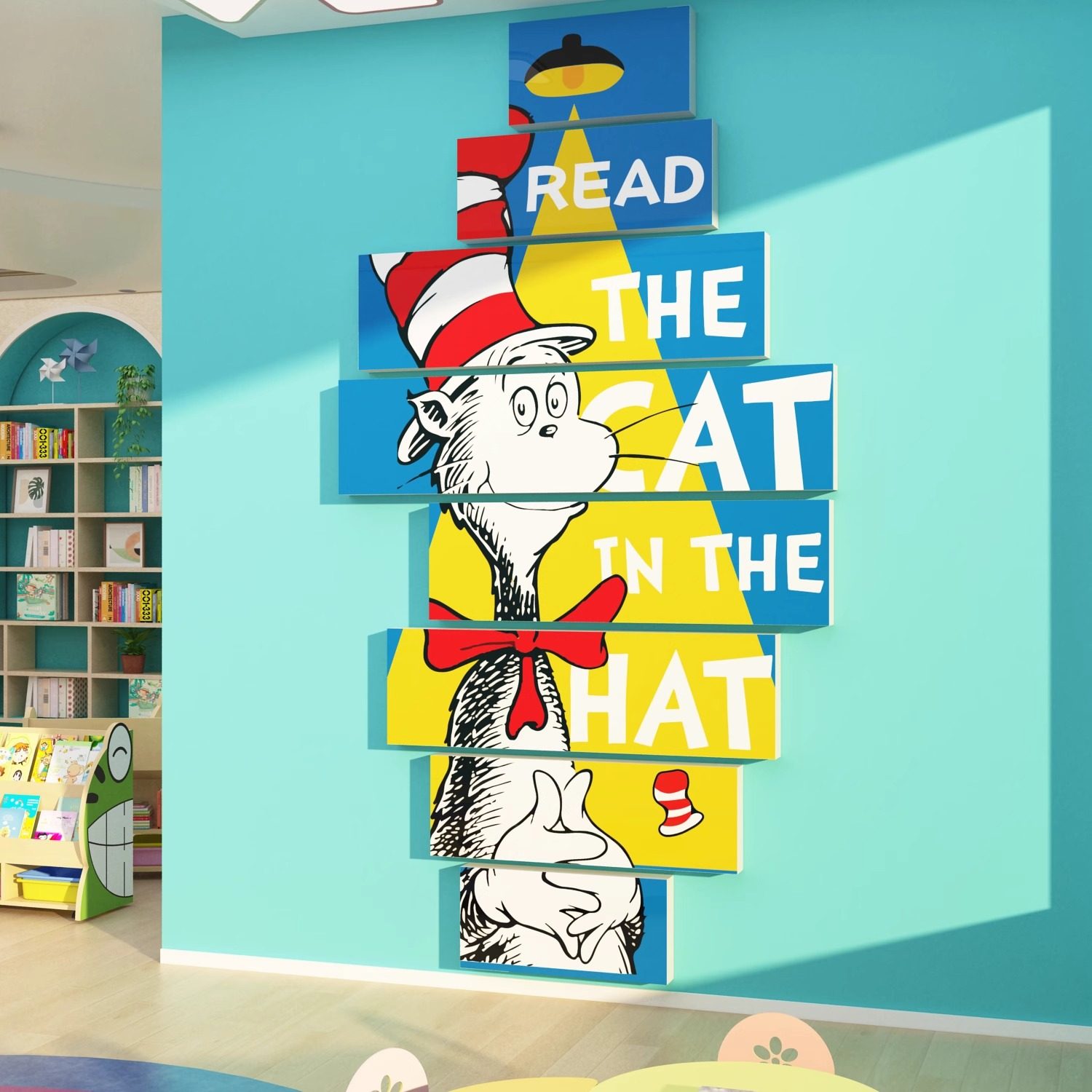 绘本馆墙面装饰英语主题阅读区图书角文化墙贴苏斯博士工作室环创,淘宝优惠券,粉丝福利购,淘宝优惠卷