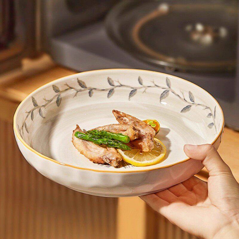 日式陶瓷盘子家用菜盘2025新款深盘汤盘釉下彩圆形菜碟子餐盘餐具,淘宝优惠券,粉丝福利购,淘宝优惠卷