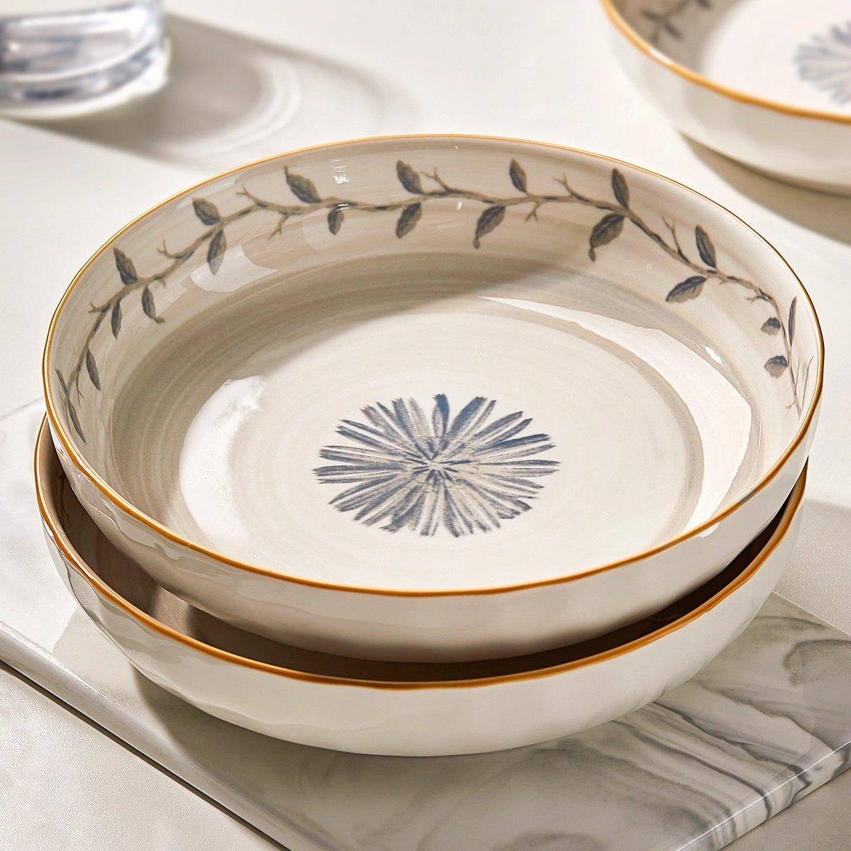 日式陶瓷盘子家用菜盘2025新款深盘汤盘釉下彩圆形菜碟子餐盘餐具,淘宝优惠券,粉丝福利购,淘宝优惠卷