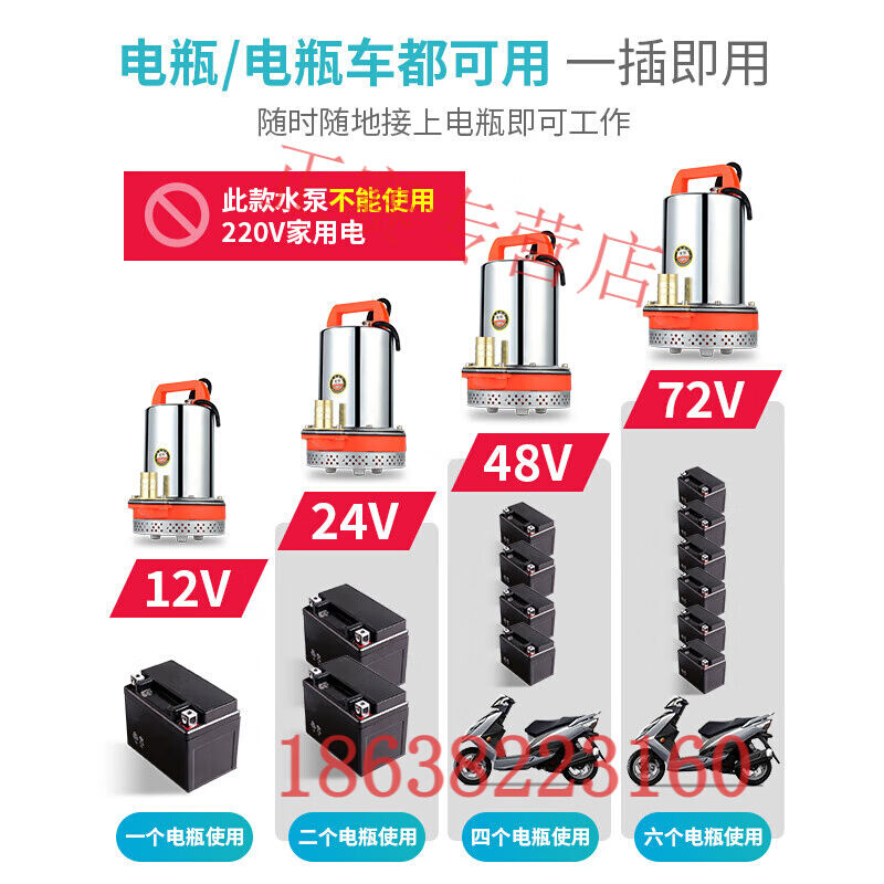 TLXT直流抽水泵家用电瓶车潜水电泵12v24v48v60v小型电动农用抽水-图2