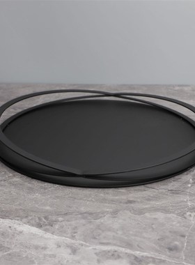 厂家现代简约黑色金属托r盘样板房办公室家居客厅创意收纳果盘软