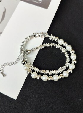 小众设计感不规则碎银子珍珠项链2023年新款简约高级感锁骨链颈链