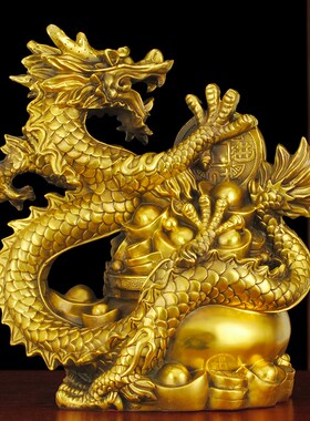 十二生肖存钱罐龙摆件只进t不出黄铜招财兴隆东南补角客厅办公装