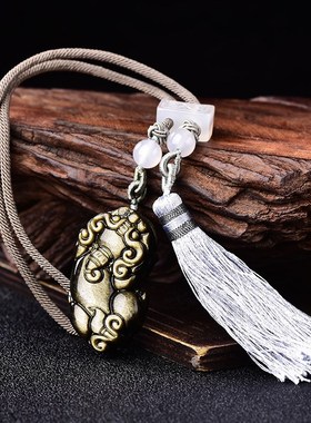 天然金曜石光背貔貅吊坠男女款财源滚滚挂件钥匙扣汽车挂件包挂饰