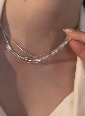 多层流苏闪光项链女高级感轻奢小众复古气质锁骨链颈链2023新款潮