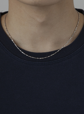 925银项链男生简约元宝链锁骨链个性饰品女情侣特色纯银时尚设计