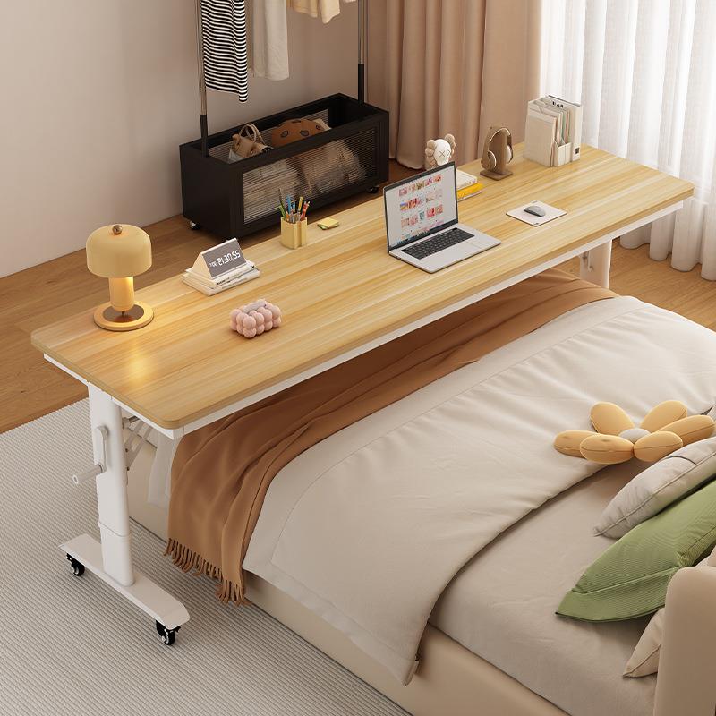 书桌可移动可升降跨床桌小户型长条床边桌实木双人学习桌子工作台 - 图1