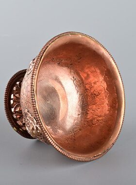 高脚杯纯铜碗尼泊尔供奉铜水红前佛圣供水杯水杯供密宗七供手工