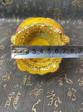 工艺品仿古鎏金镂空底座孔雀花瓶黄色收藏摆件家居装饰工艺品