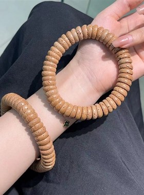 桃核光珠手串新款金饭碗隔片男女纯天然手链手工抛光精品