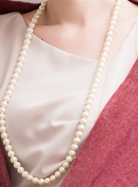 女大珍珠项链长款旗袍锁骨链子配饰挂件复古毛衣链叠戴装饰品023