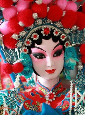 刺绣大号绢人家居l客厅装饰品摆件中国风手工艺品京剧人偶穆桂英