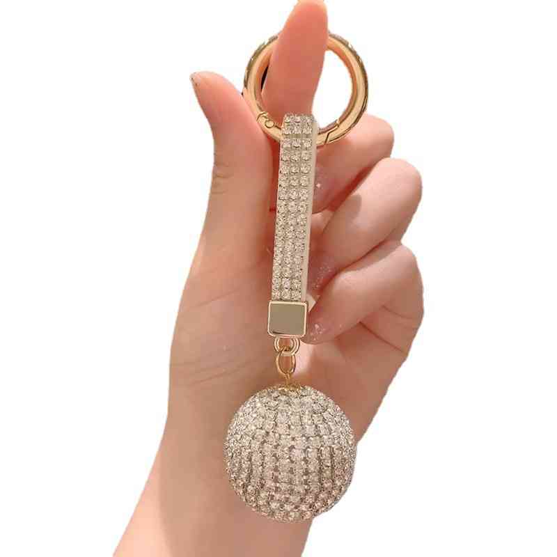 创意礼品韩国镶钻水晶球汽车钥匙扣贴钻钥匙圈闪钻女士包包挂件-图3