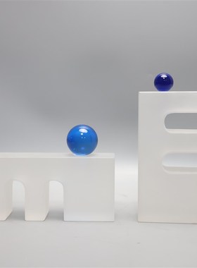 新中式现代水晶磨砂蓝球摆件y样板房售楼部客厅茶几会所家居饰品