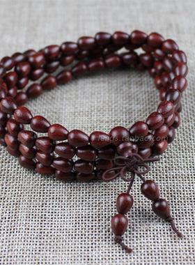 血檀木手串108颗佛珠非洲赞比亚小叶紫檀手链O个性水滴珠男女6*8