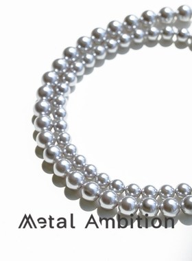 施水晶珍珠项链女高级感小众设计灰色颈链轻奢法式冷淡风银锁骨链