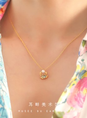 A可爱小螃蟹法式细项链女锁骨链女轻奢气质小众独特设计闺蜜礼物
