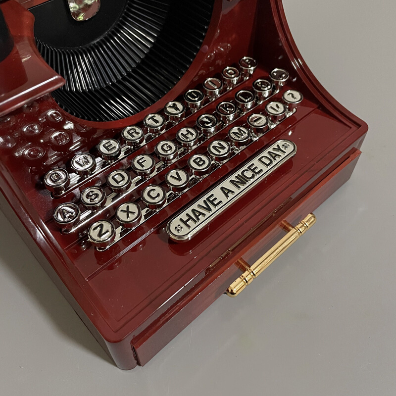 会动的打字机复古老式音乐盒发条八音盒可动古典桌面摆件送女生-图2