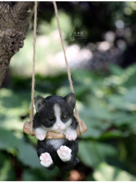 小猫荡秋千户外庭院摆件