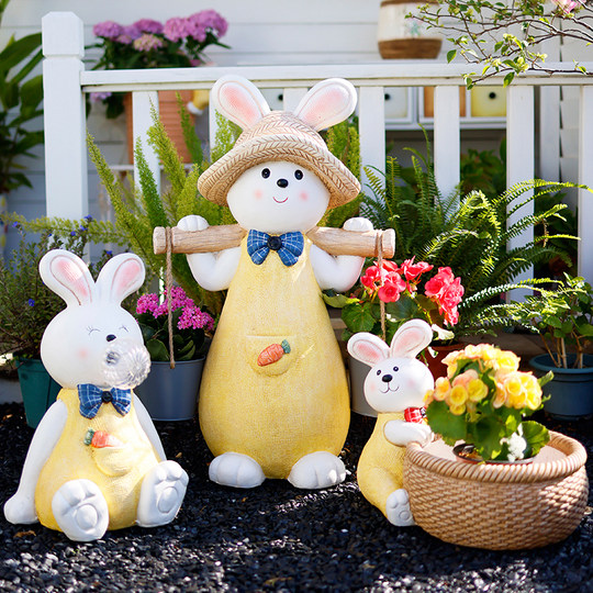 Kreative Kaninchen-Gartendekoration, Cartoon-nette Tier-Ornamente, Garten, Balkon, Landschaftsgestaltung, Layout, Kunst, Blumentopf im Freien