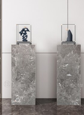 天然古堡灰大理石底座摆件客厅电视柜旁边雕塑台面软.装饰品摆台