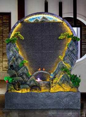 假山流水喷泉摆件水n幕墙公司屏风隔断别墅庭院水池装饰绿植造景