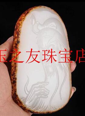 新疆和田玉羊脂白玉关公吊坠男款财神玉坠关二爷项链玉佩招财挂件